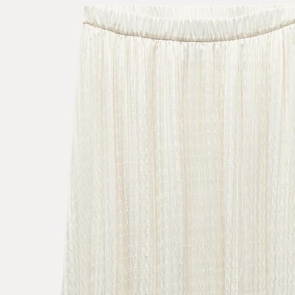 Zara Textured Pleated Maxi Skirt XS-S Ecru NWT - Picture 9 of 9